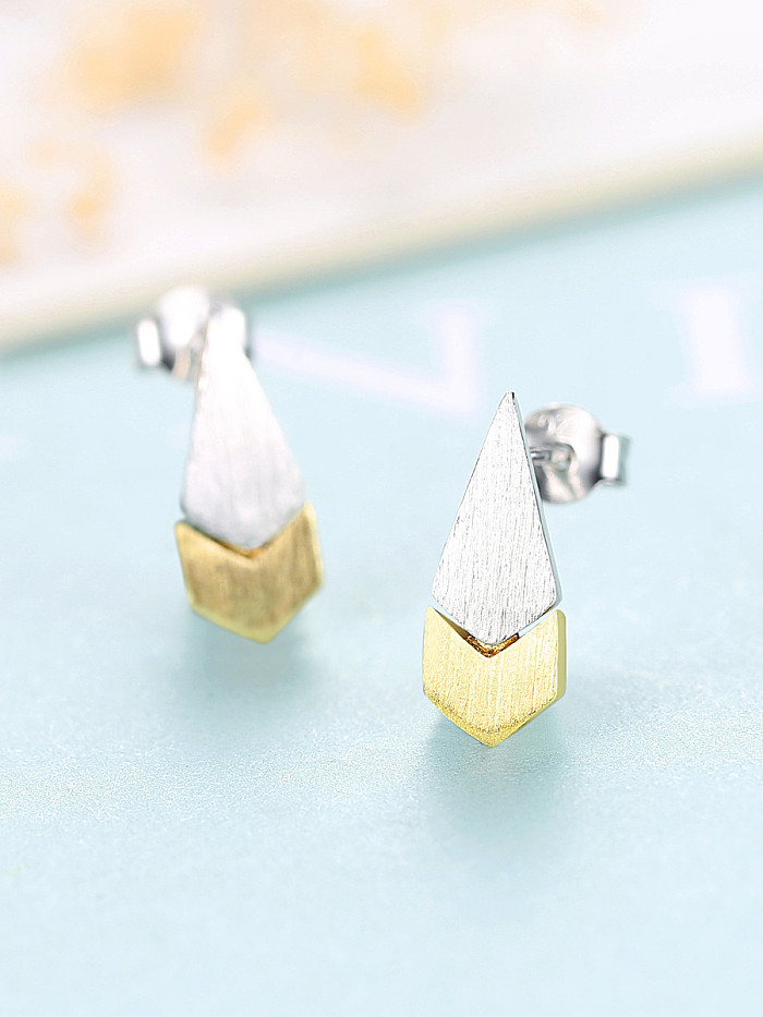 925 Sterling Silver With Glossy Simplistic Two-color plating Water Drop Stud Earrings