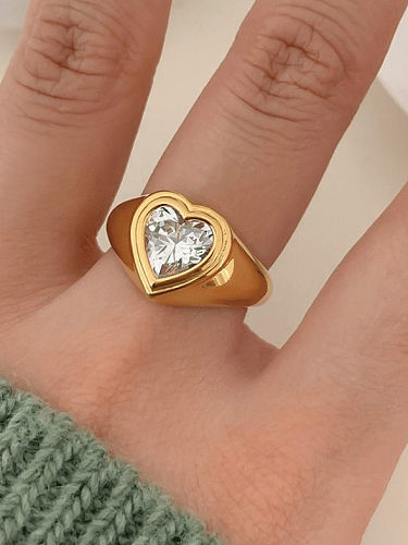 925 Sterling Silver Cubic Zirconia Heart Minimalist Band Ring