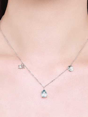 925 Sterling Silver Cubic Zirconia Geometric Minimalist Necklace