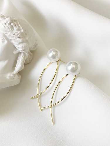 Boucle d'oreille goutte minimaliste irrégulière blanche en argent sterling 925 imitation perle