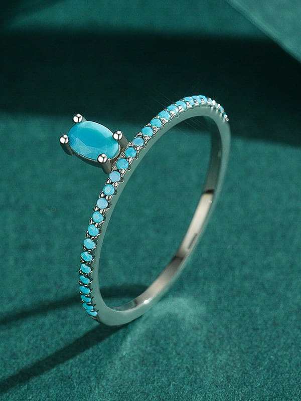 925 Sterling Silver Turquoise Crown Vintage Band Ring