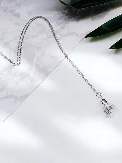 925 Sterling Silver zircon bell necklac