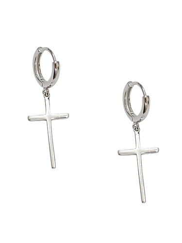 Einfache Kreuz-Ohrringe aus glattem Silber