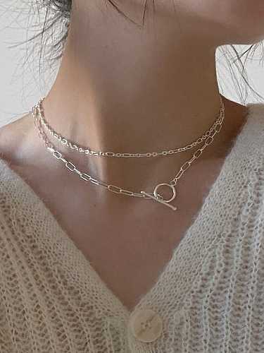 925 Sterling Silber geometrische minimalistische Hohlkette Halskette