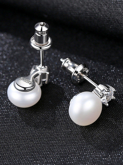 Sterling silver small simple natural pearl earrings