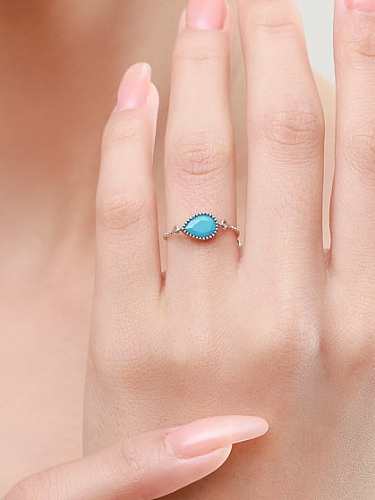 925 Sterling Silver Turquoise Water Drop Classic Band Ring