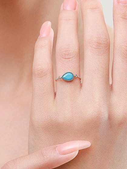 925 Sterling Silver Turquoise Water Drop Classic Band Ring