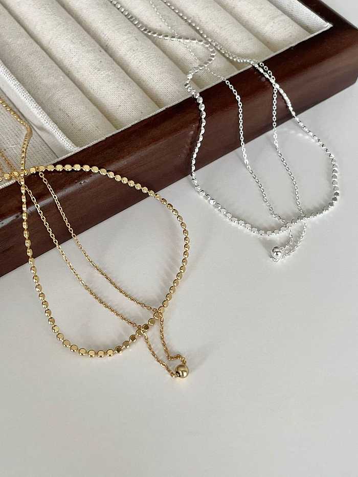 Collier multi-rangs minimaliste en perles d'argent sterling 925