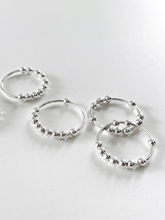 925 Sterling Silver Bead Geometric Minimalist Band Ring
