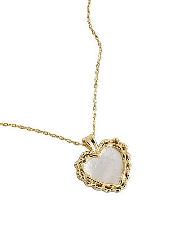 Collar de plata de ley 925 con medallón de corazón de moda chapado en oro