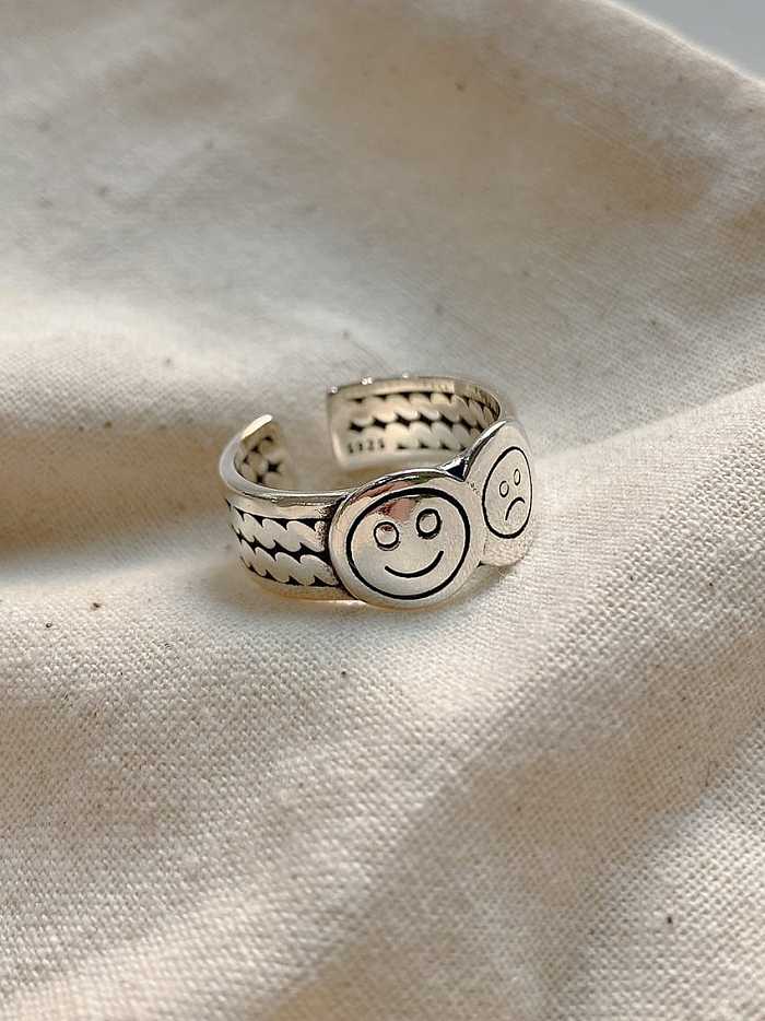 925 Sterling Silver Minimalist Smiley free size Ring