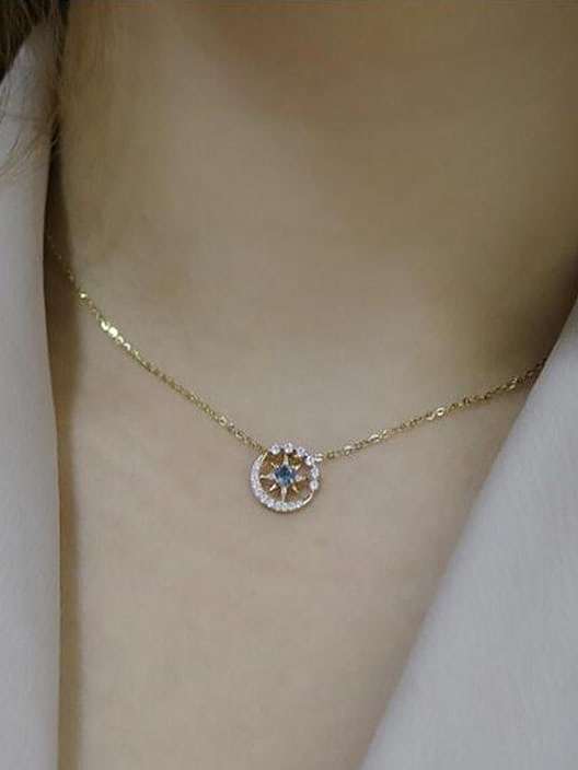 925 Sterling Silver Rhinestone Star Dainty Necklace