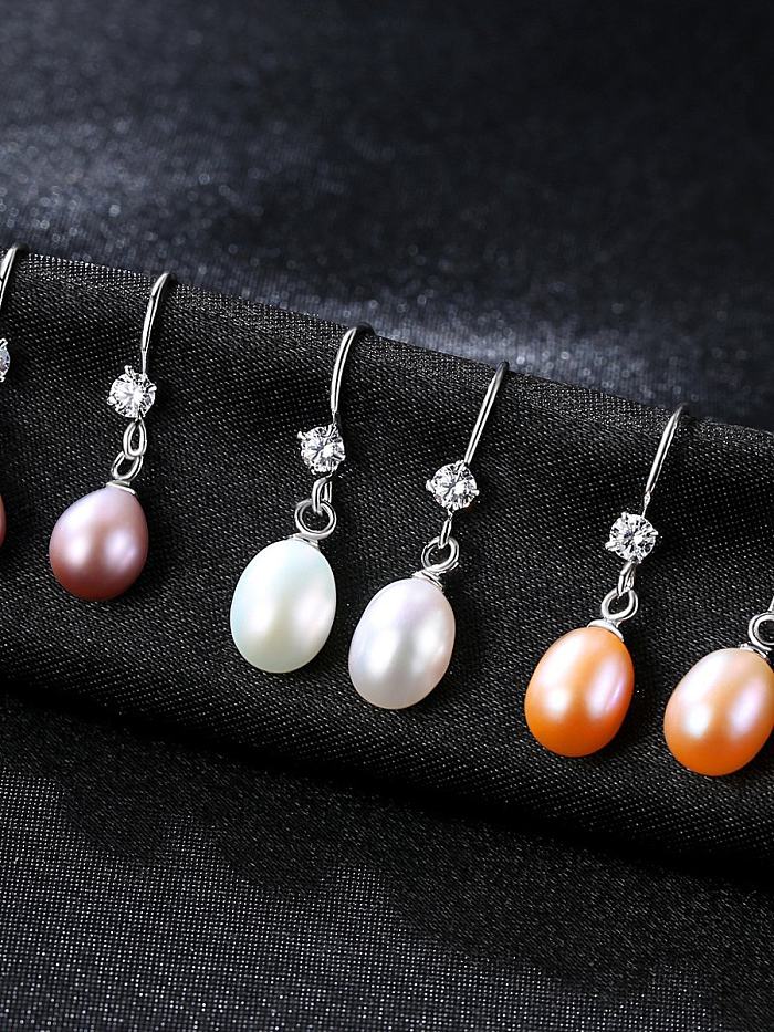 Sterling Silver with 3A zircon natural pearl earrings