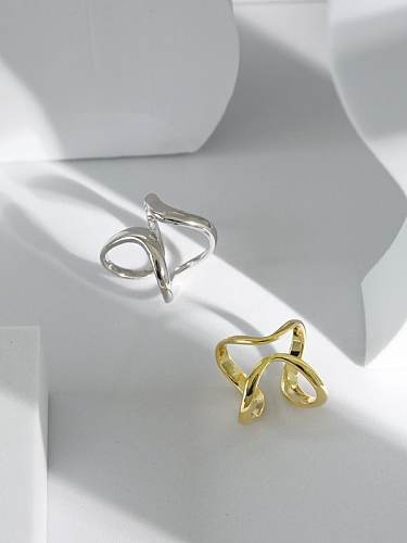 925 Sterling Silver Minimalist Irregular lines Band Ring