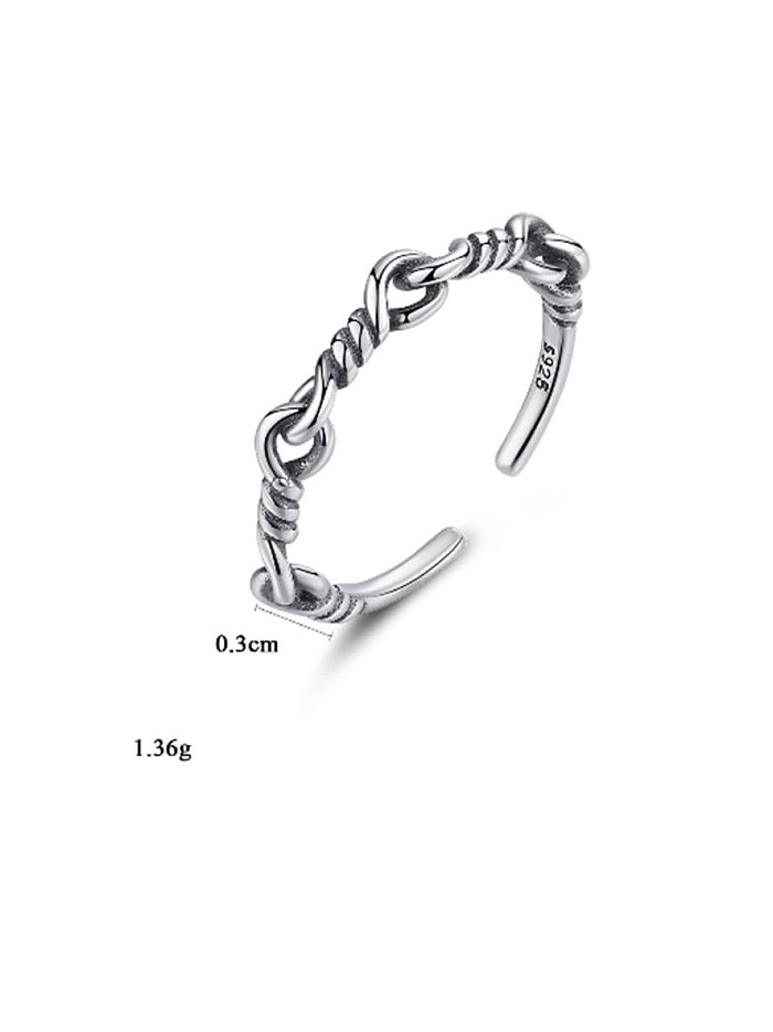 925 Sterling Silber geometrische Vintage Mode einfache Schwärzung Handwerk Band Ring
