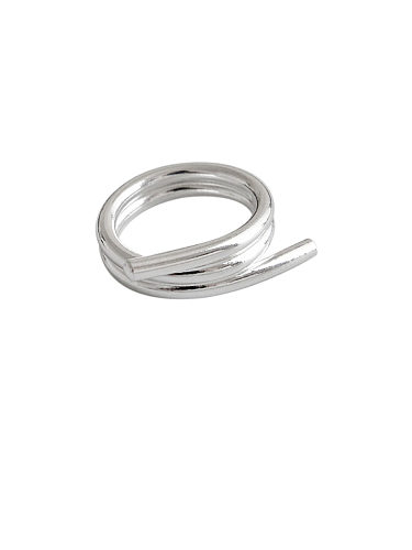 Anéis de tamanho livre em prata esterlina 925 simplista simples multicamadas com enrolamento cruzado