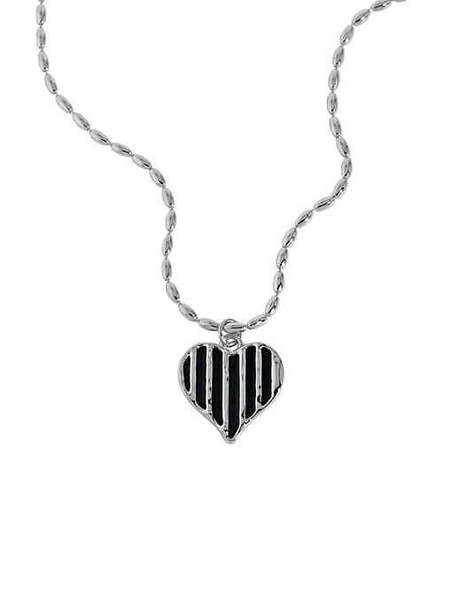 Collar minimalista de corazón de esmalte de plata de ley 925