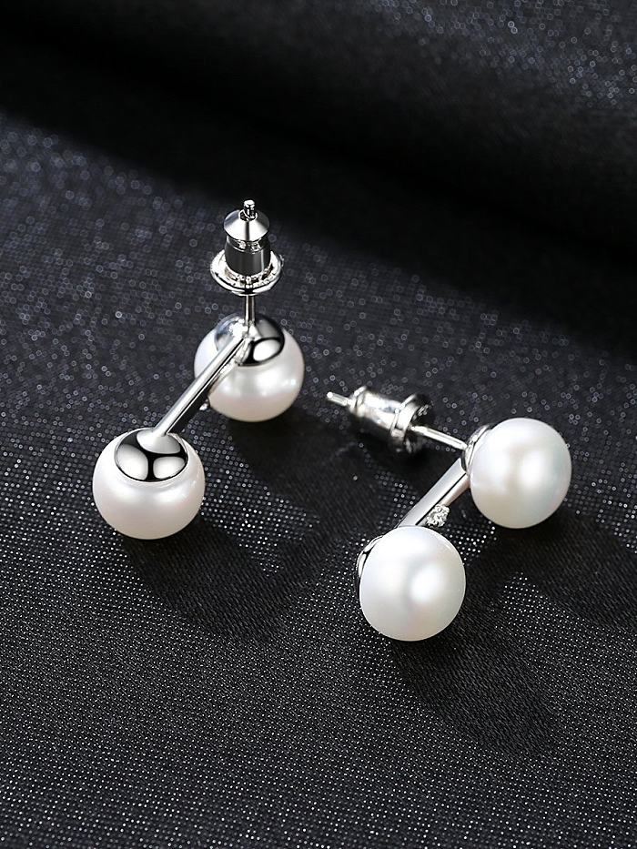 Boucles d'oreilles perle d'eau douce naturelle 7-8mm en argent sterling