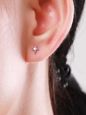 925 Sterling Silver Asymmetrical Letter Tassel Minimalist Drop Earring