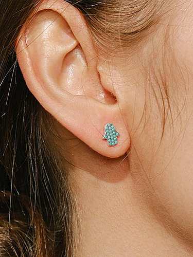 925 Sterling Silver Turquoise Skull Vintage Stud Earring