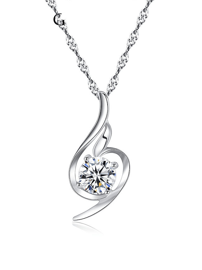 925 Sterling Silver Cubic Zirconia Irregular Minimalist Necklace