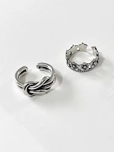 925 Sterling Silver Geometric Vintage Band Ring