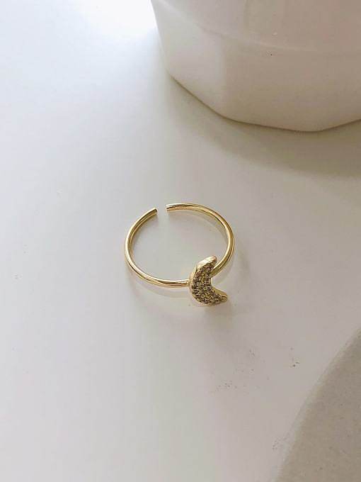 925 Sterling Silver Cubic Zirconia Moon Minimalist Band Ring