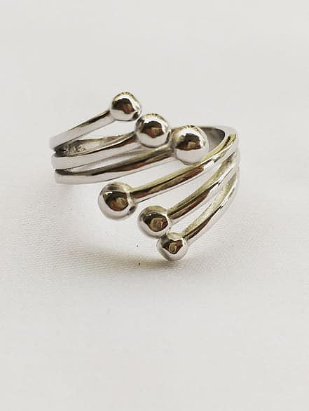 925 Sterling Silver Ball Minimalist Solid Six Bead Midi Ring