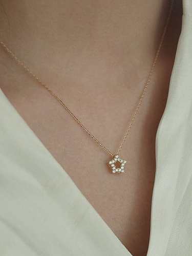 925 Sterling Silver Cubic Zirconia Star Minimalist Necklace