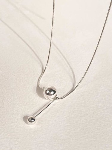 925 Sterling Silver Geometric Minimalist Tassel Necklace