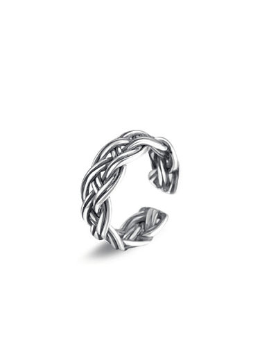 925 Sterling Silver With Antique Silver Plated Simplistic Irregular Free Size Rings