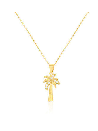 925 Sterling Silver With Gold Plated Personality Cross Coconut tree Necklaces