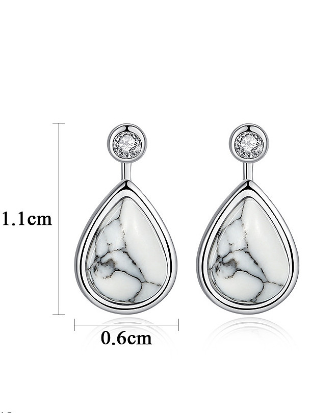 Boucles d'oreilles en argent sterling 925 avec goutte d'eau simpliste plaquée platine