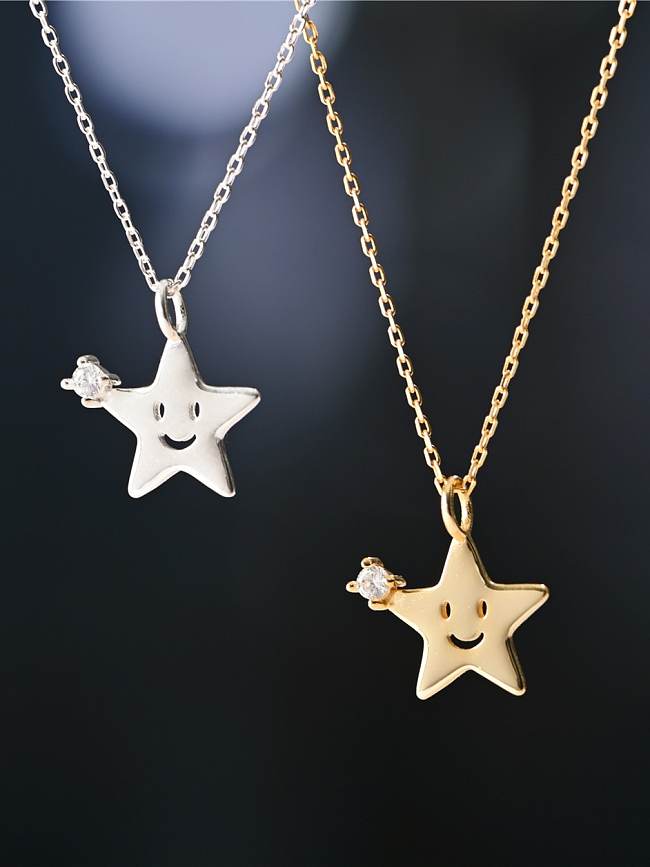 Collar delicado de estrella de oro con diamantes de imitación de plata de ley 925