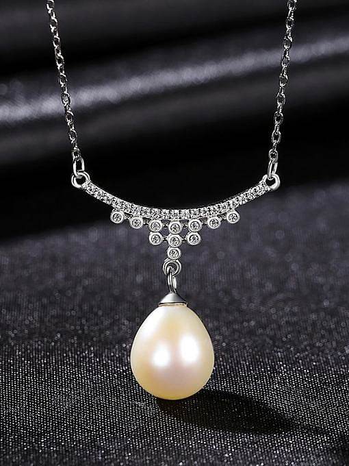 925 Sterling Silber Nachahmung Perle Wassertropfen zierliche Halskette