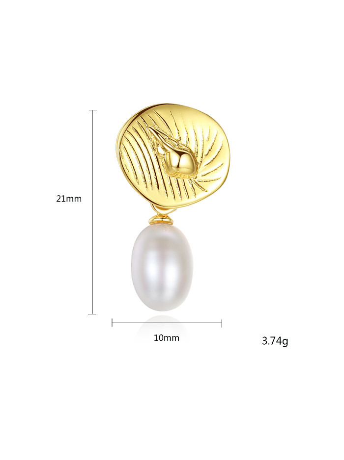Sterling silver plated-18k gold natural pearl conch Earrings