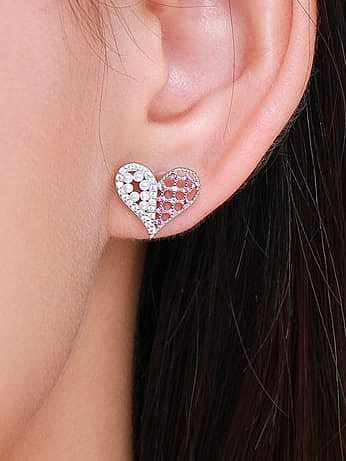 925 Sterling Silver Imitation Pearl Heart Minimalist Stud Earring