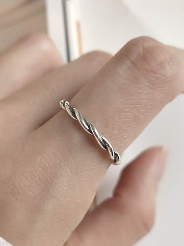 925 Sterling Silber Minimalist Twisted Braid Free Size Midi Ring