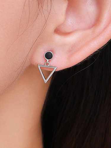 925 Sterling Silver Enamel Triangle Minimalist Stud Earring