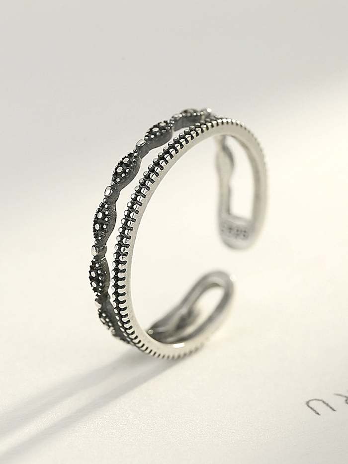 925 Sterling Silber Mode Doppeldecker Vintage stapelbarer Ring