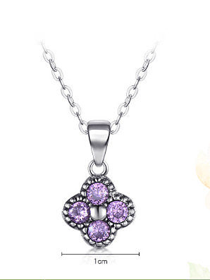 925 Sterling Silver Cubic Zirconia Clover Vintage Necklace
