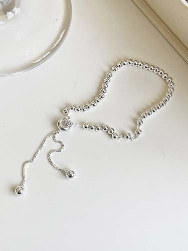925 Sterling Silver Bead Geometric Minimalist Adjustable Bracelet