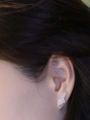 925 Sterling Silver Cubic Zirconia Wing Trend Stud Earring