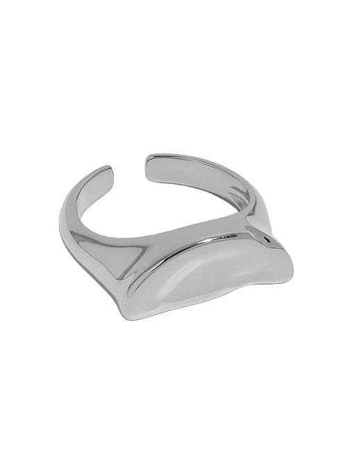 Anillo de banda minimalista geométrica suave de plata de ley 925