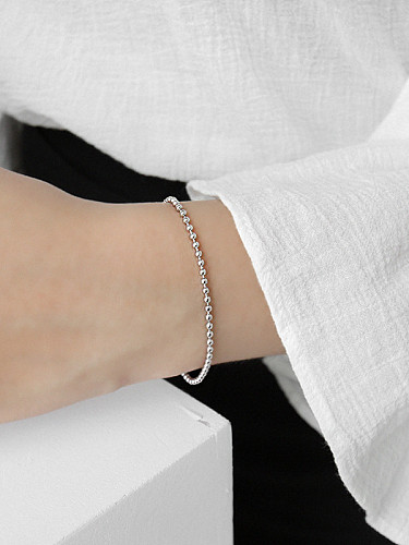 925 Sterling Silver With Platinum Plated Simplistic Beads Bracelets