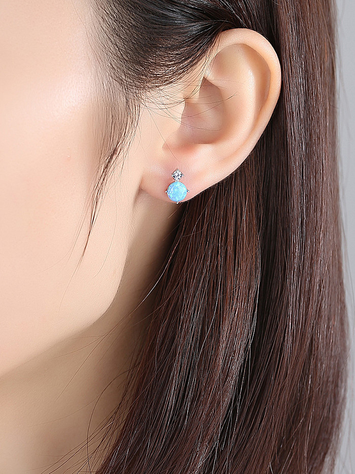 Sterling Silver Classic Mini opal with AAA grade zircon studs