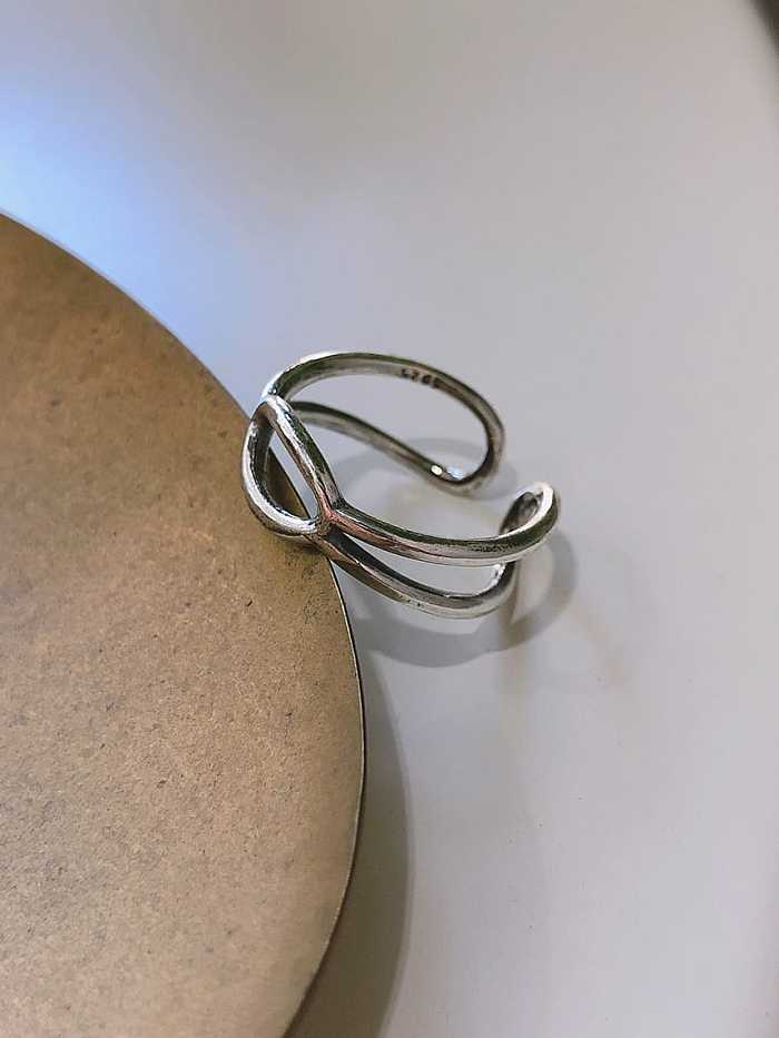 خاتم من الفضة الإسترليني عيار 925 بتصميم هندسي مجوف