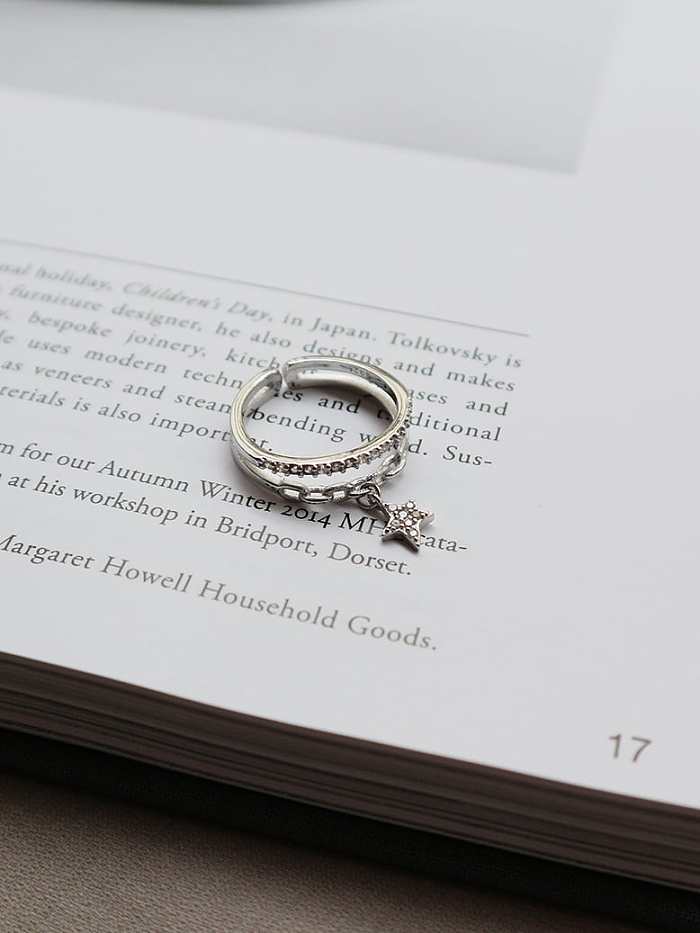925 Sterling Silver Cubic Zirconia Micro Set Star Minimalist Stackable Ring