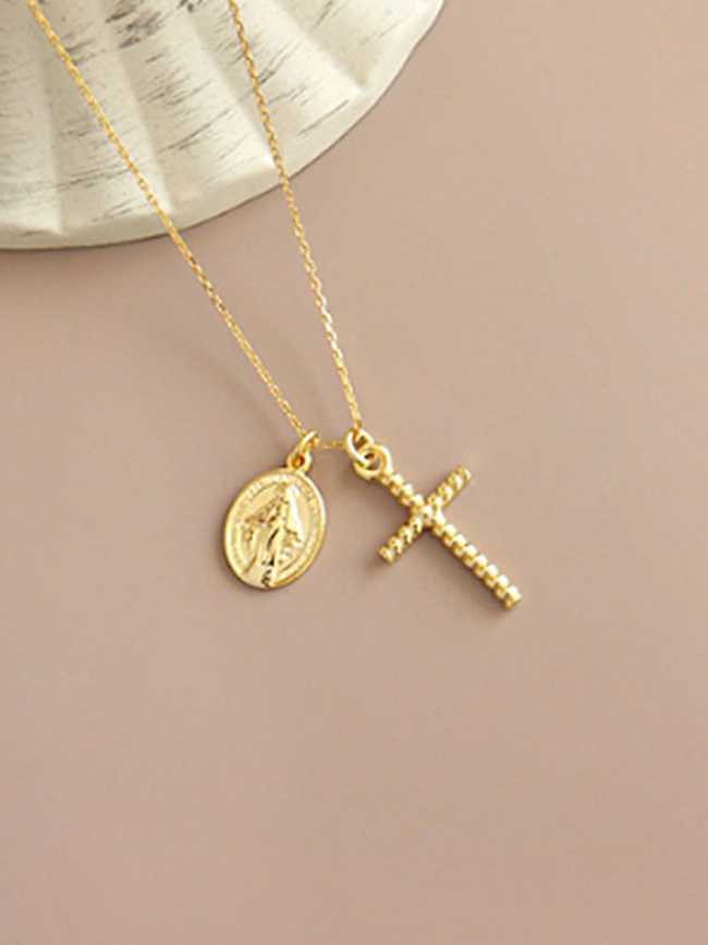 Collier religieux minimaliste croix en argent sterling 925