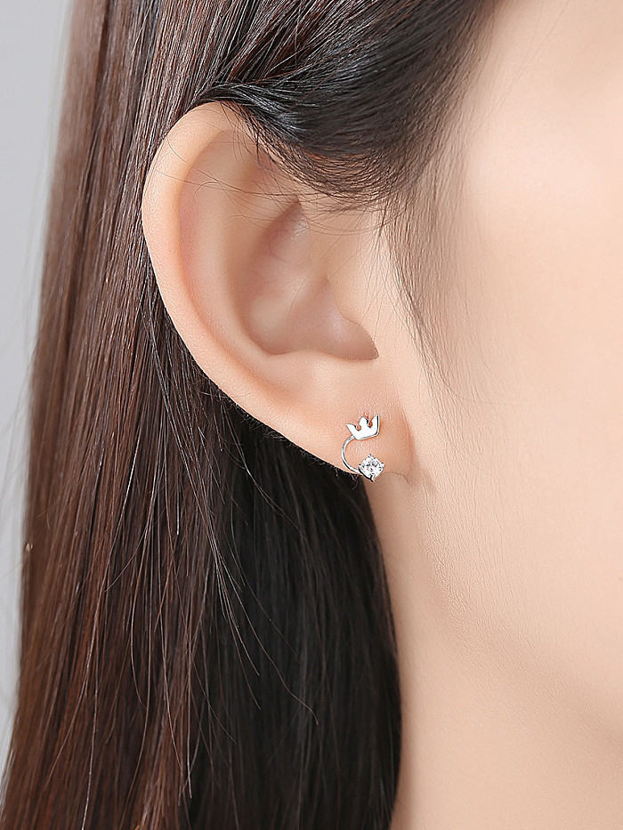 925 Sterling Silver With Cubic Zirconia Simplistic Stud Earrings